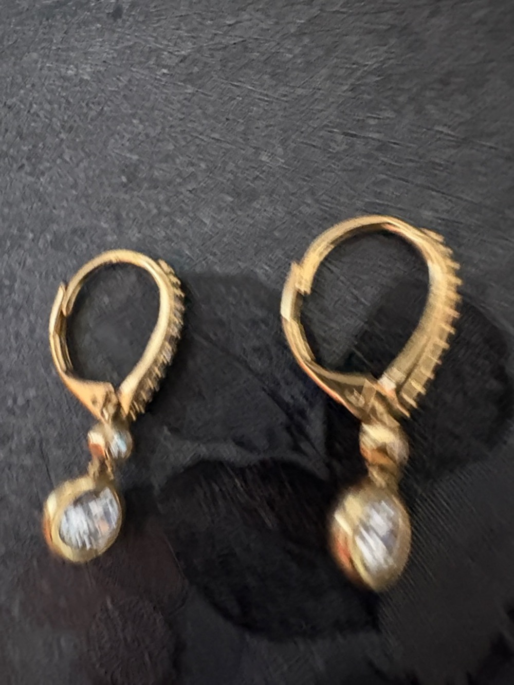 TWO-DAY SALE! DOUBLE BEZEL CRYSTAL GOLD-PLATED LEVERBACK 1.3" EARRINGS - Picture 6 of 8